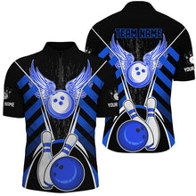 Load image into Gallery viewer, Black and Blue Bowling Shirts For Men Custom Bowling Team League Jerseys, Gift For Bowlers NQS8808