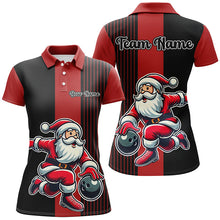 Load image into Gallery viewer, Black and Red Bowling Shirts For Women Custom Funny Santa Christmas Bowling Team Uniform Jerseys NQS8809