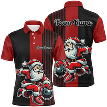 Load image into Gallery viewer, Black and Red Bowling Shirts For Men Custom Funny Santa Christmas Bowling Team Uniform Jerseys NQS8809