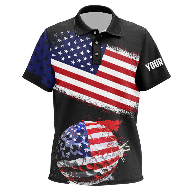 American Flag Golf Ball Black Kid golf polo shirts custom patriotic golf tops for kid golf gifts NQS9057