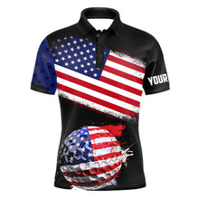 Load image into Gallery viewer, American Flag Golf Ball Black Men golf polo shirt custom patriotic golf tops for Men, golfing gifts NQS9057