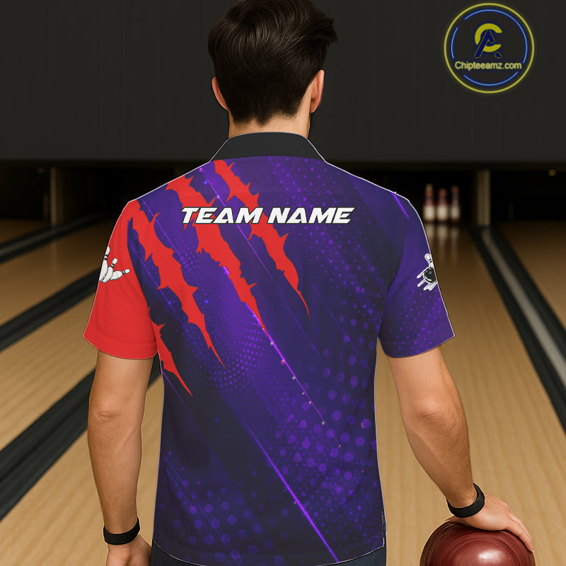 Personalized bowling Hawaiian shirt custom purple and red team bowling jerseys, gift for bowlers NQS11554
