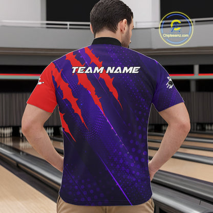 Personalized bowling shirts for men custom purple and red team bowling jerseys, gift for bowlers NQS11554