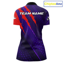 Load image into Gallery viewer, Personalized bowling shirts for Women custom purple and red team bowling jerseys, gift for bowlers NQS11554