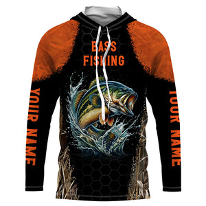 Personalized Bass Fishing apparel orange black sun Protection Bass Fishing Shirts custom Bass jerseys NQS3012