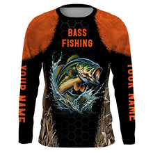 Load image into Gallery viewer, Personalized Bass Fishing apparel orange black sun Protection Bass Fishing Shirts custom Bass jerseys NQS3012