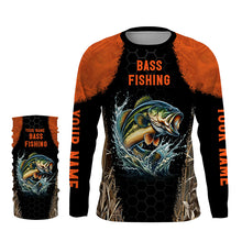 Load image into Gallery viewer, Personalized Bass Fishing apparel orange black sun Protection Bass Fishing Shirts custom Bass jerseys NQS3012