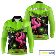 Load image into Gallery viewer, Funny Flamingo Green Golf Polo Shirts For Men Custom Flamingo Team mens golf tops, funny golf gifts NQS11675