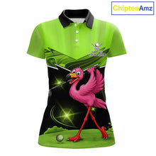 Load image into Gallery viewer, Funny Flamingo Green Women Golf Polo Shirts Custom Flamingo Team ladies golf tops, funny golf gifts NQS11675