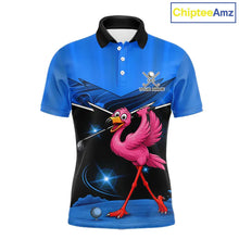 Load image into Gallery viewer, Funny Flamingo Blue Golf Polo Shirts For Men Custom Flamingo Team mens golf tops, funny golf gifts NQS11676