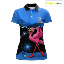 Load image into Gallery viewer, Funny Flamingo Blue Women Golf Polo Shirts Custom Flamingo Team ladies golf tops, funny golf gifts NQS11676
