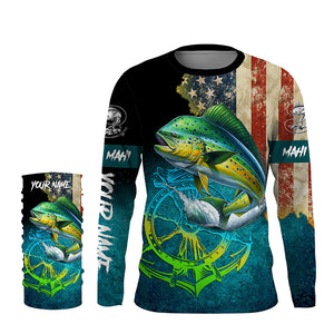 Mahi mahi fishing American flag patriotic Custom fishing Shirts jersey, fishing shirts with hood NQS3112