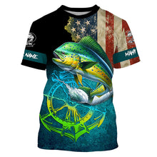 Load image into Gallery viewer, Mahi mahi fishing American flag patriotic Custom fishing Shirts jersey, fishing shirts with hood NQS3112