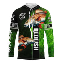 Load image into Gallery viewer, Redfish puppy drum Fishing green Customize Long Sleeve Fishing Shirts, fishing gifts for Fisherman NQS1727