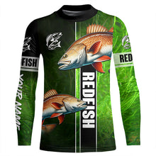 Load image into Gallery viewer, Redfish puppy drum Fishing green Customize Long Sleeve Fishing Shirts, fishing gifts for Fisherman NQS1727