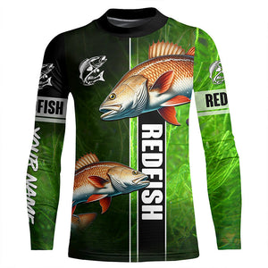 Redfish puppy drum Fishing green Customize Long Sleeve Fishing Shirts, fishing gifts for Fisherman NQS1727