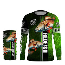 Load image into Gallery viewer, Redfish puppy drum Fishing green Customize Long Sleeve Fishing Shirts, fishing gifts for Fisherman NQS1727