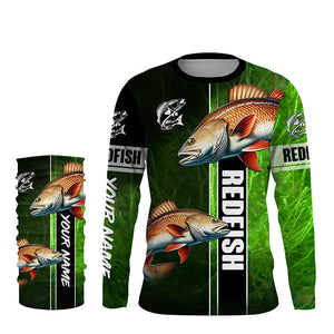 Redfish puppy drum Fishing green Customize Long Sleeve Fishing Shirts, fishing gifts for Fisherman NQS1727