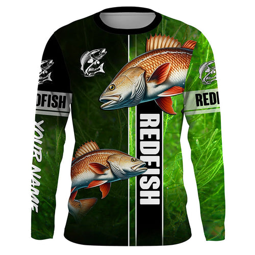 Redfish puppy drum Fishing green Customize Long Sleeve Fishing Shirts, fishing gifts for Fisherman NQS1727