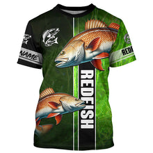 Load image into Gallery viewer, Redfish puppy drum Fishing green Customize Long Sleeve Fishing Shirts, fishing gifts for Fisherman NQS1727