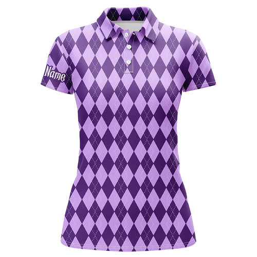 Purple argyle Halloween pattern custom Womens golf polo shirts, golf attire for women NQS8143