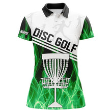 Load image into Gallery viewer, Green Flame Women disc golf polo shirts custom disc golf jerseys disc golf shirt NQS8370