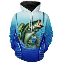 Load image into Gallery viewer, Largemouth bass Fishing blue Bass jersey customize Hoodie, Sweatshirt fishing apparel NQS2313