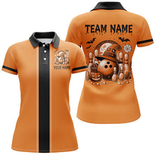 Load image into Gallery viewer, Orange retro Bowling Polo, Quarter Zip Shirt For Women Custom Funny Halloween Bowling Team Jerseys NQS8568