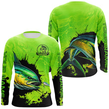 Load image into Gallery viewer, Personalized Mahi mahi fishing Performance long sleeve Fishing Shirt, Dorado fishing jerseys | Green NQS6921