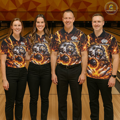 Gold Lightning Thunder Angry Lion Bowling Shirts for Women Custom Lion Bowling Team jersey NQS11681
