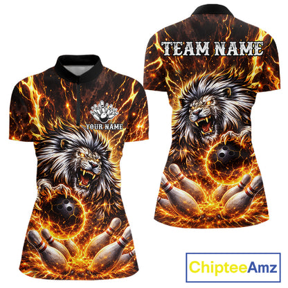 Gold Lightning Thunder Angry Lion Bowling Shirts for Women Custom Lion Bowling Team jersey NQS11681