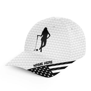 American flag white golf ball skin Golfer hat custom name golf clubs sun hats for men, women NQS7548