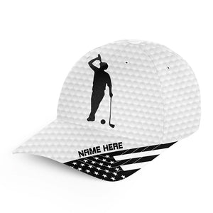 American flag white golf ball skin Golfer hat custom name golf clubs sun hats for men, women NQS7548