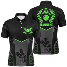 Load image into Gallery viewer, Black Bowling Jersey For Men Custom Retro Bowling Shirts For Team Bowlers | Green NQS7550