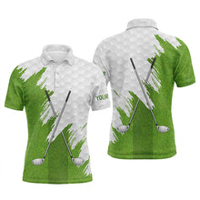 Load image into Gallery viewer, White and green golf clubs custom name mens golf polo shirts team golf shirts for men NQS5589