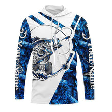 Load image into Gallery viewer, Crappie Fishing blue camo UV protection Custom long sleeves fishing shirts, Crappie fishing jerseys NQS7941