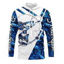 Load image into Gallery viewer, Walleye Fishing blue camo UV protection Custom long sleeves fishing shirts, Walleye fishing jerseys NQS7942