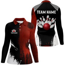 Load image into Gallery viewer, Black and red Bowling Polo, Quarter Zip Shirt For Women Custom Bowling Team jerseys, gift for bowlers NQS7948