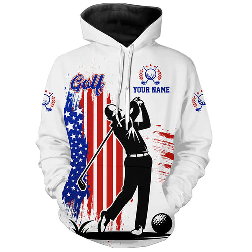 American Flag White Golf Hoodies custom patriotic team golf hoodie golfer gifts NQS8828