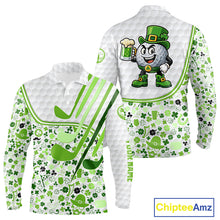 Load image into Gallery viewer, Personalized Funny Golf beer Green clover pattern golf clubs St Patrick's Day golf polo shirt for men NQS11144