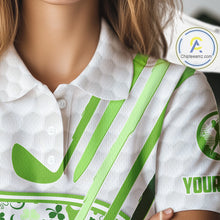 Load image into Gallery viewer, Personalized Funny Golf beer Green clover pattern golf clubs St Patrick's Day polo shirt for women NQS11144