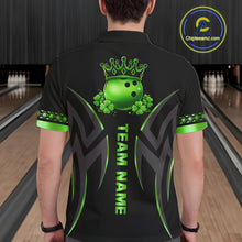 Load image into Gallery viewer, Black and Green clovers St Patrick's Day Bowling Shirts for Men Custom Bowling Team jerseys NQS11692