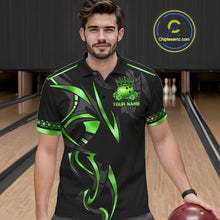 Load image into Gallery viewer, Black and Green clovers St Patrick's Day Bowling Shirts for Men Custom Bowling Team jerseys NQS11692