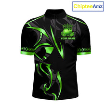 Load image into Gallery viewer, Black and Green clovers St Patrick's Day Bowling Shirts for Men Custom Bowling Team jerseys NQS11692