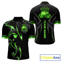 Load image into Gallery viewer, Black and Green clovers St Patrick's Day Bowling Shirts for Men Custom Bowling Team jerseys NQS11692