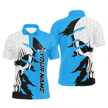 Load image into Gallery viewer, Mens golf polos shirts custom name golf skull shirts for men, personalized golf gifts | Blue NQS7955
