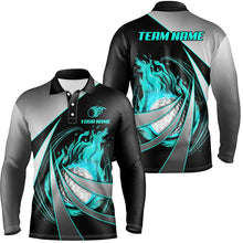 Load image into Gallery viewer, Mens golf polos shirts custom flame golf ball shirts for men, personalized golf gifts | Cyan Blue NQS7957
