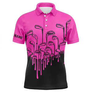 Pink and black golf clubs Mens golf polo shirts custom male golf attire for men, golf gifts for men NQS8586