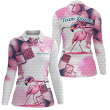 Load image into Gallery viewer, Pink Flamingo leopard pattern Women golf polo shirts custom golf outfits for ladies, flamingo tops NQS8591