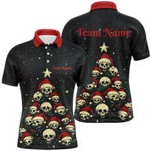 Load image into Gallery viewer, Funny Skull Christmas Tree Mens Bowling Polo, Quarter Zip shirts custom Xmas Team bowling jerseys NQS8836